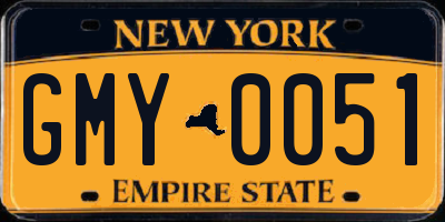 NY license plate GMY0051