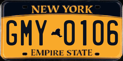 NY license plate GMY0106