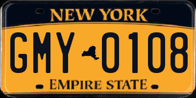 NY license plate GMY0108
