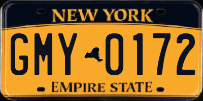 NY license plate GMY0172