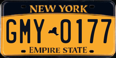 NY license plate GMY0177