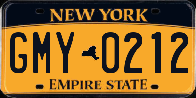 NY license plate GMY0212