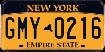 NY license plate GMY0216