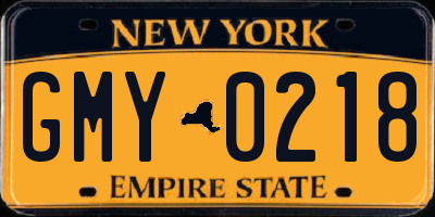 NY license plate GMY0218