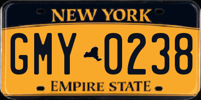 NY license plate GMY0238