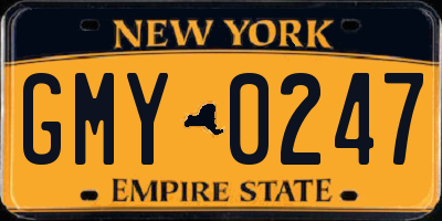 NY license plate GMY0247