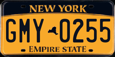NY license plate GMY0255