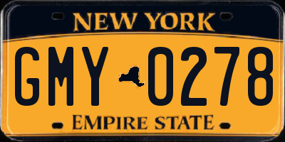 NY license plate GMY0278