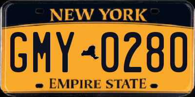 NY license plate GMY0280