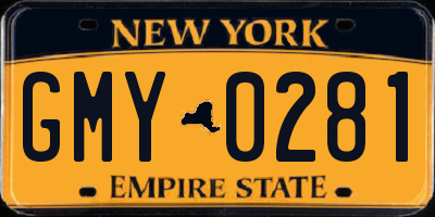 NY license plate GMY0281