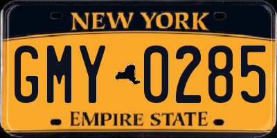 NY license plate GMY0285