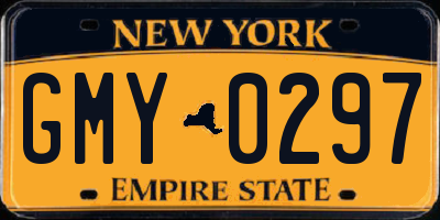 NY license plate GMY0297