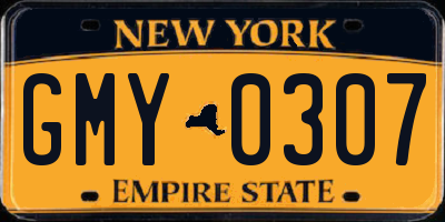 NY license plate GMY0307