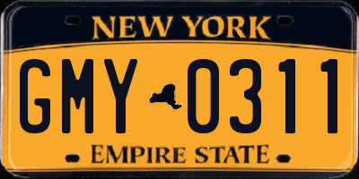 NY license plate GMY0311