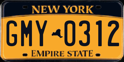 NY license plate GMY0312