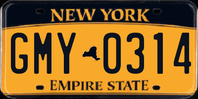 NY license plate GMY0314
