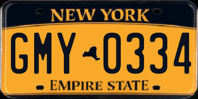 NY license plate GMY0334