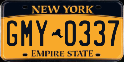 NY license plate GMY0337