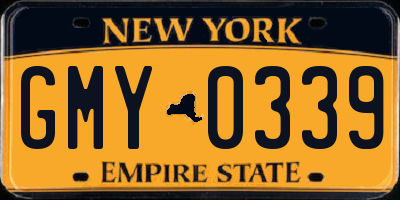 NY license plate GMY0339