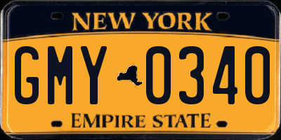 NY license plate GMY0340