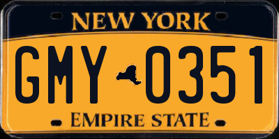 NY license plate GMY0351