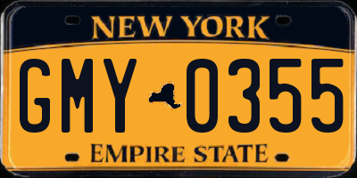 NY license plate GMY0355