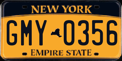 NY license plate GMY0356