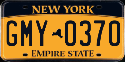 NY license plate GMY0370