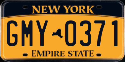 NY license plate GMY0371
