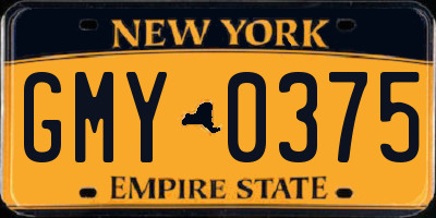 NY license plate GMY0375