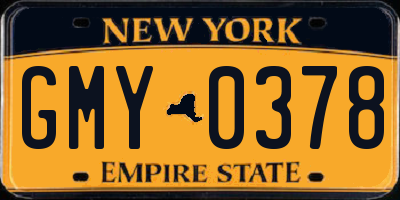 NY license plate GMY0378