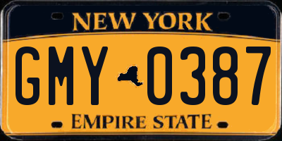 NY license plate GMY0387
