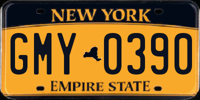 NY license plate GMY0390