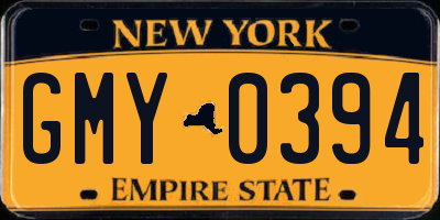 NY license plate GMY0394