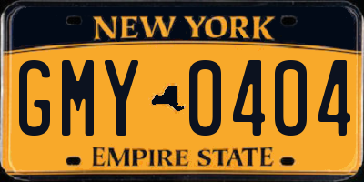 NY license plate GMY0404