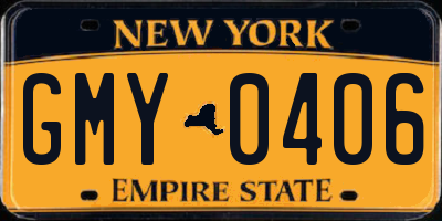 NY license plate GMY0406