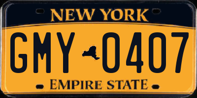 NY license plate GMY0407