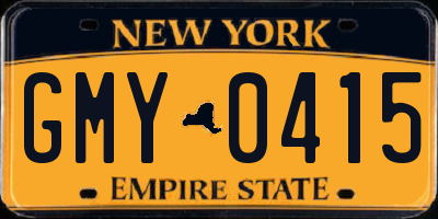 NY license plate GMY0415