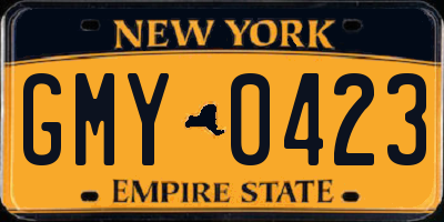 NY license plate GMY0423