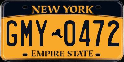 NY license plate GMY0472
