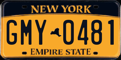 NY license plate GMY0481