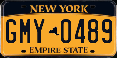 NY license plate GMY0489