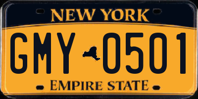 NY license plate GMY0501