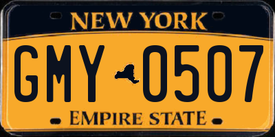 NY license plate GMY0507