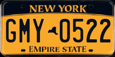 NY license plate GMY0522