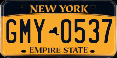 NY license plate GMY0537