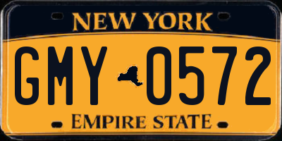 NY license plate GMY0572