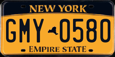 NY license plate GMY0580