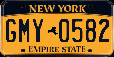 NY license plate GMY0582