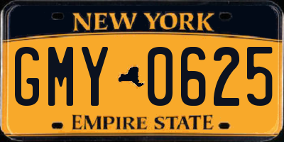 NY license plate GMY0625